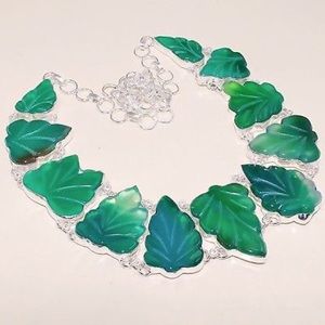 Green Onyx Leaf Necklace